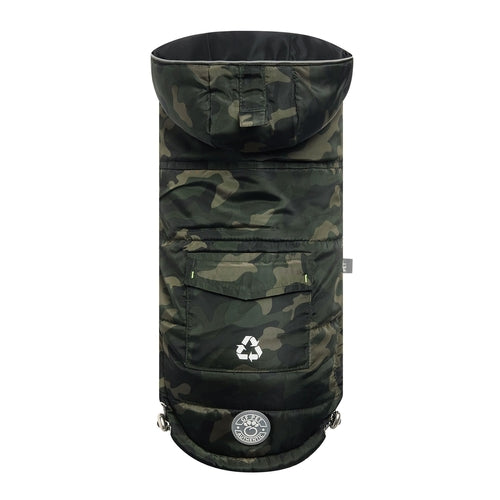 Recycled Camouflage Dog Jacket - Eco-Friendly Parka for Your Pup