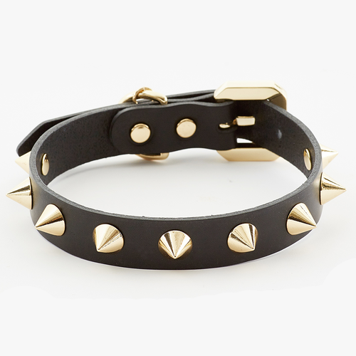 Golden Spike Dog Collar - Premium Adjustable Black Collar with Gold Hardware | Durable & Stylish