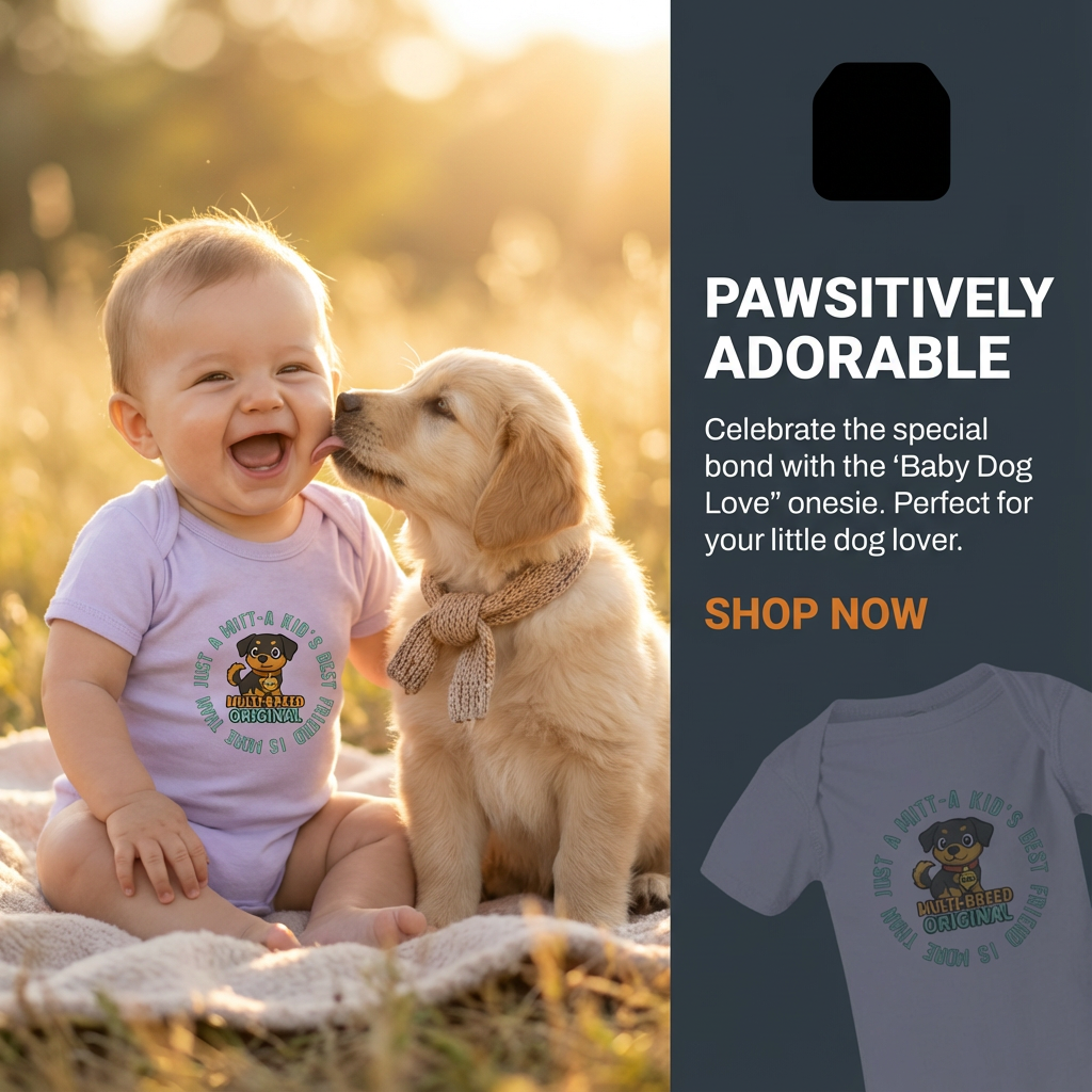 Baby Dog Love Onesie - Adorable Infant Graphic Print Bodysuit for Dog Lovers - Multi-Breed Original