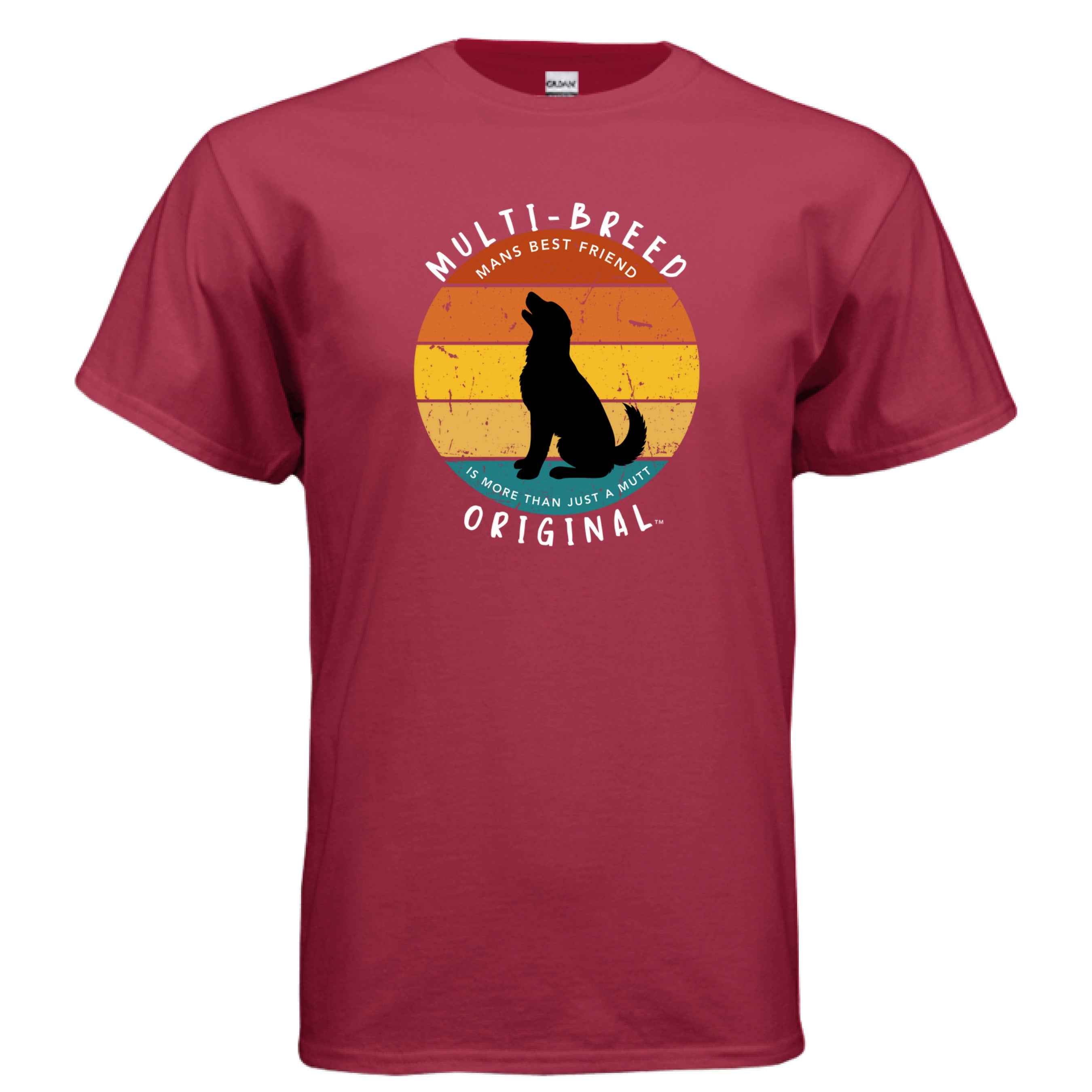 Men's Retro Dog Graphic Tee - Multi-Breed Original Colorful Dog Logo Design