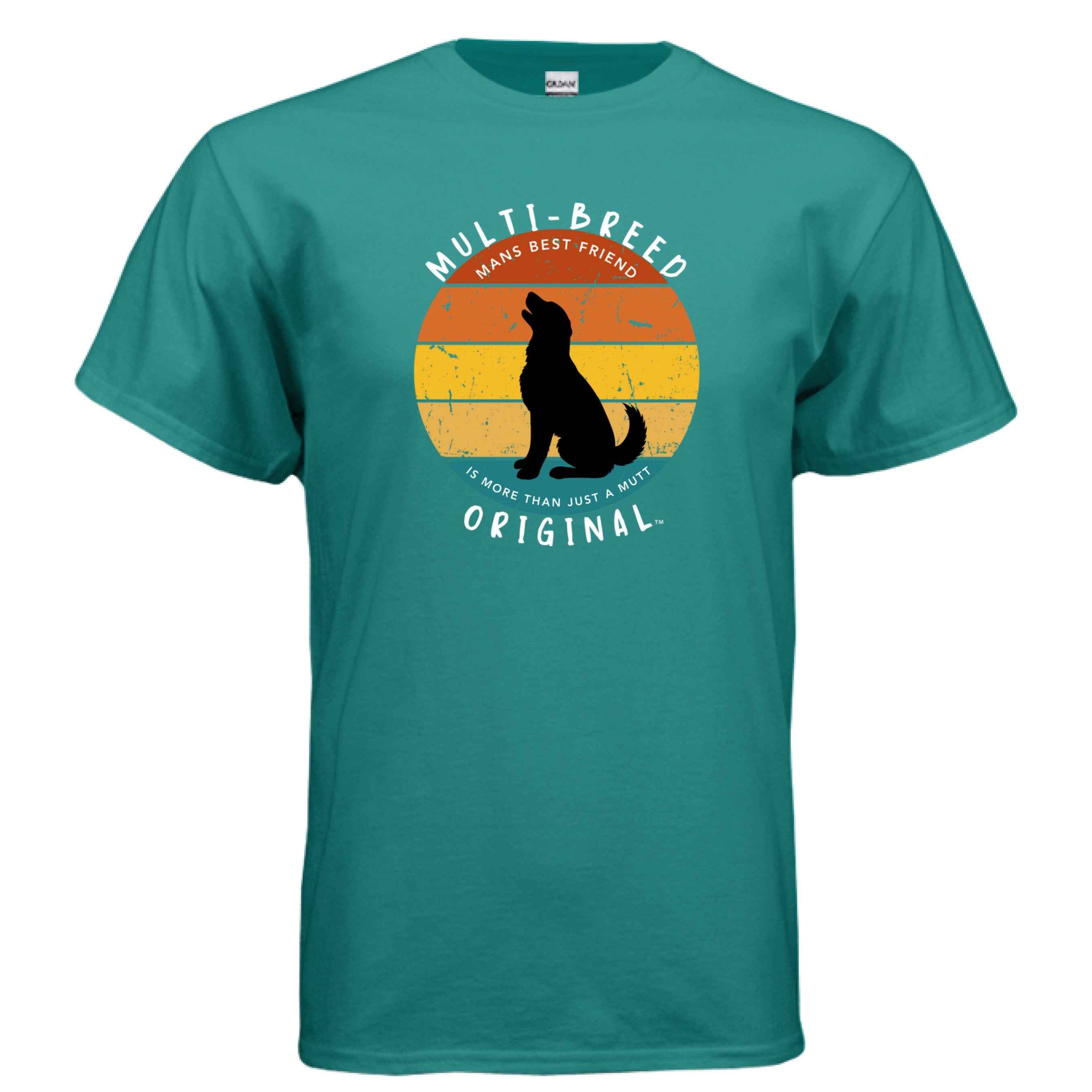 Men's Retro Dog Graphic Tee - Multi-Breed Original Colorful Dog Logo Design