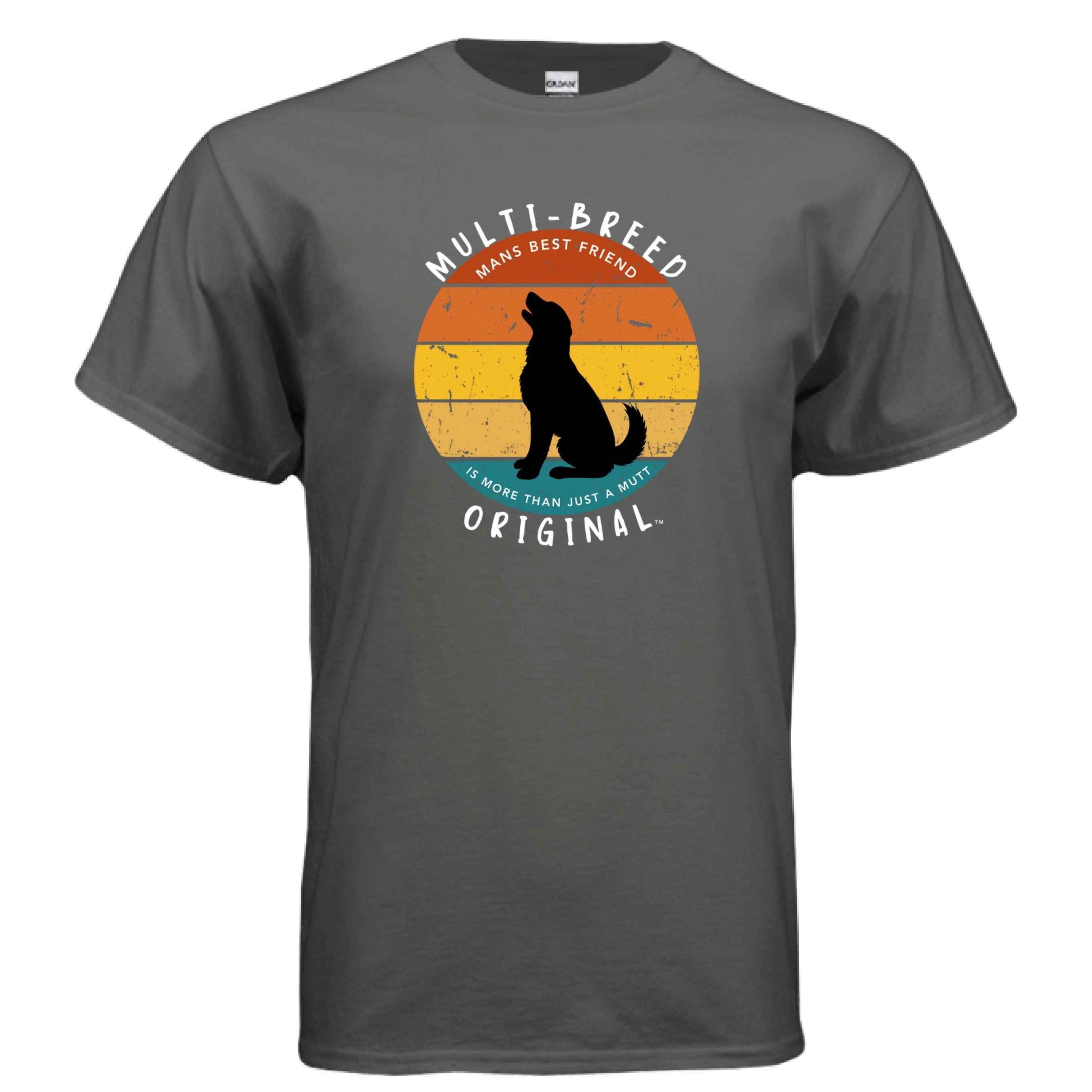 Men's Retro Dog Graphic Tee - Multi-Breed Original Colorful Dog Logo Design