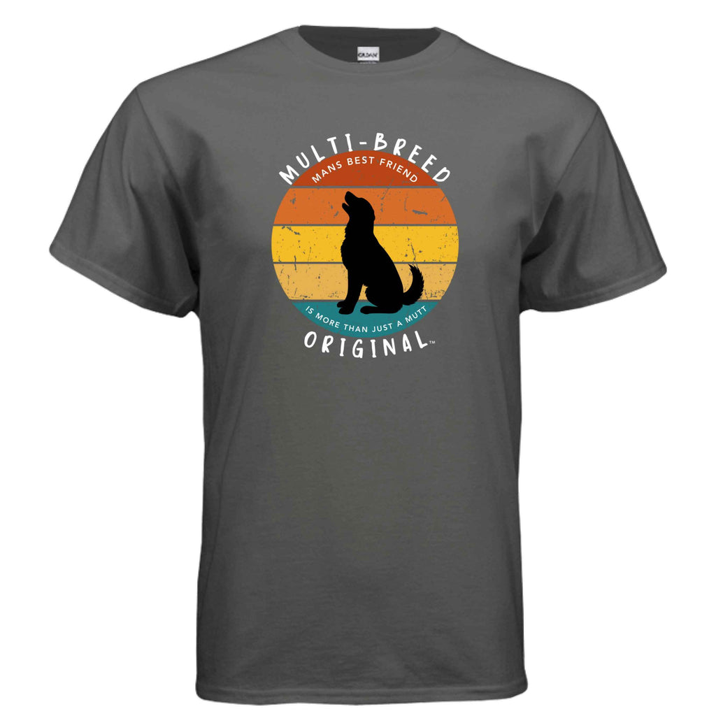 Men's Retro Dog Graphic Tee - Multi-Breed Original Colorful Dog Logo Design