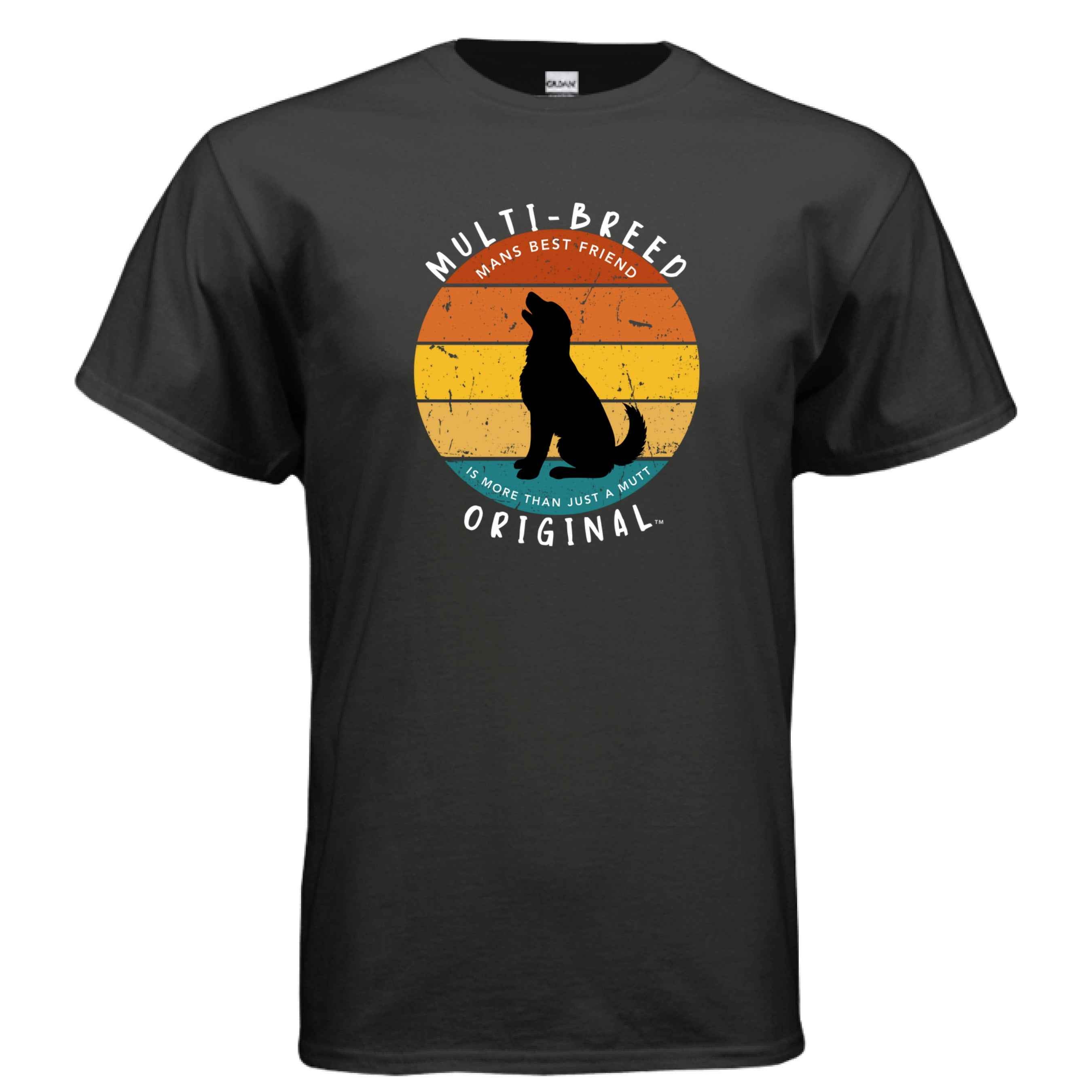 Men's Retro Dog Graphic Tee - Multi-Breed Original Colorful Dog Logo Design