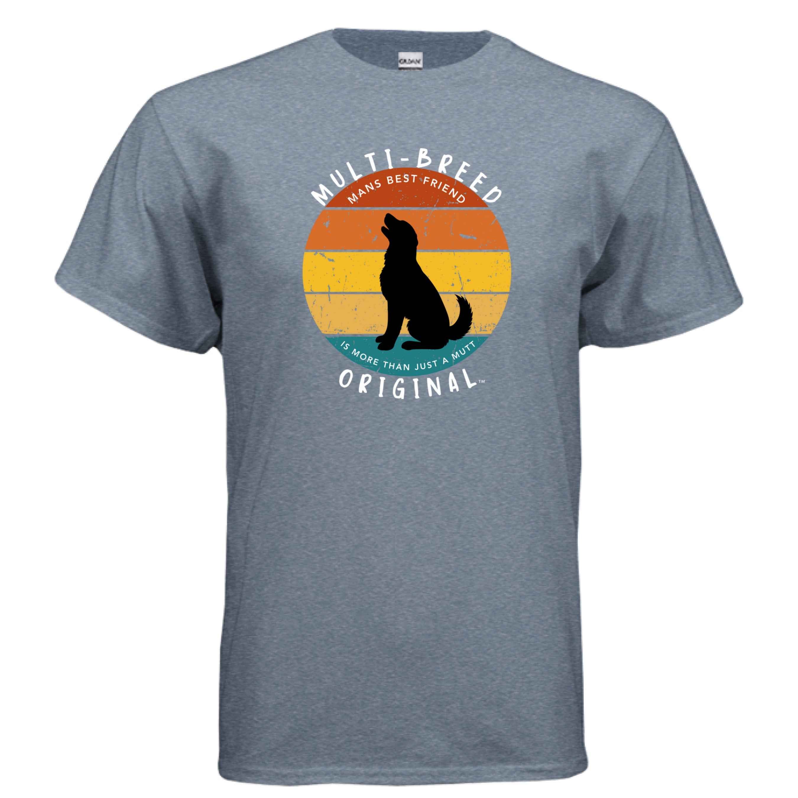Men's Retro Dog Graphic Tee - Multi-Breed Original Colorful Dog Logo Design