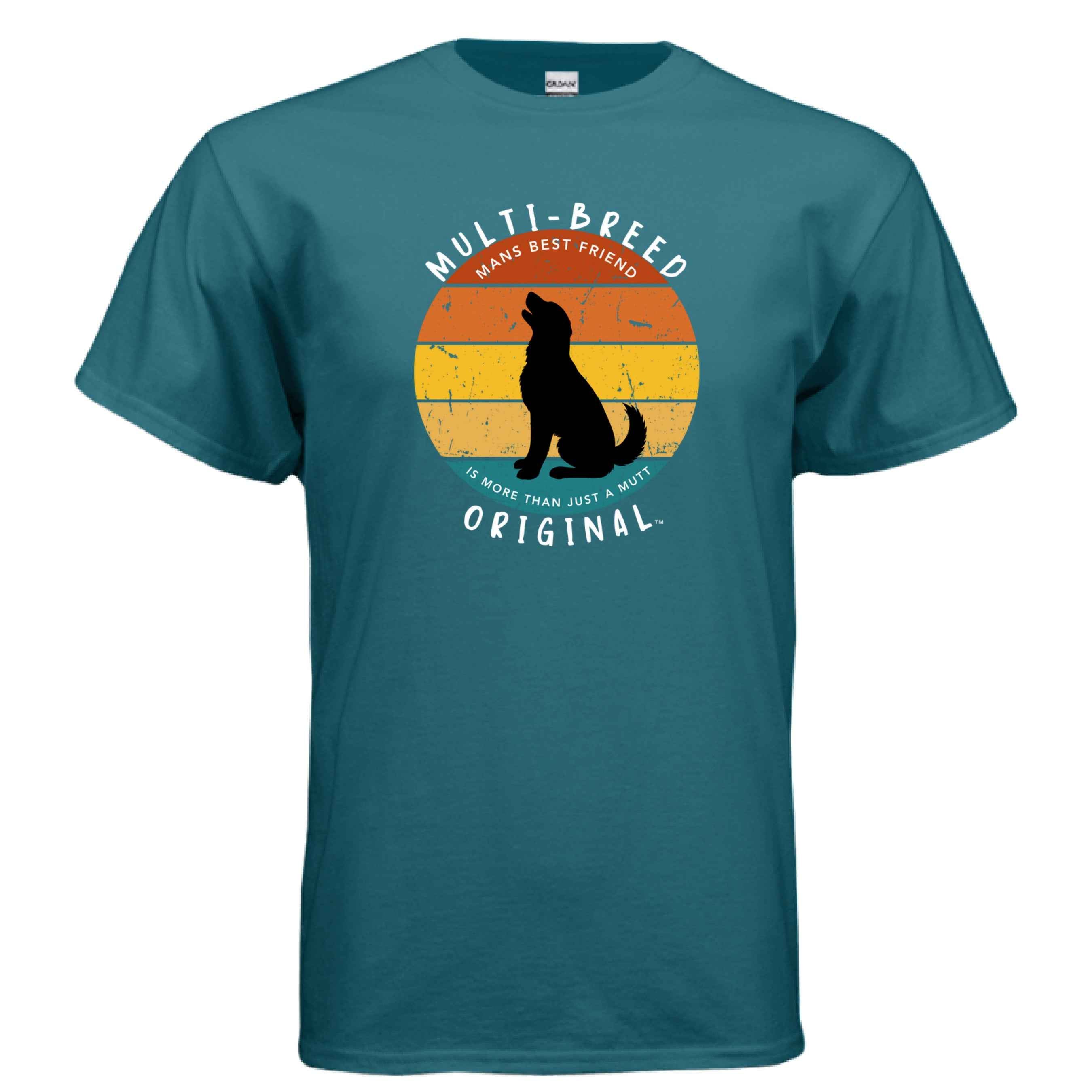 Men's Retro Dog Graphic Tee - Multi-Breed Original Colorful Dog Logo Design