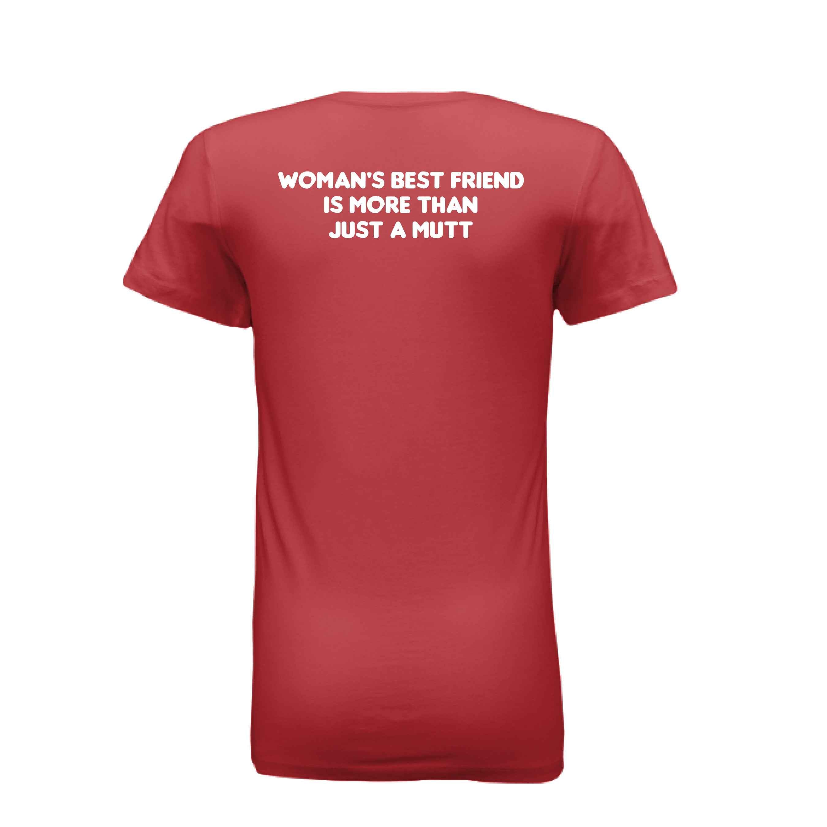Women's Red Rose Dog Graphic Tee - Floral Design Shirt for Dog Lovers