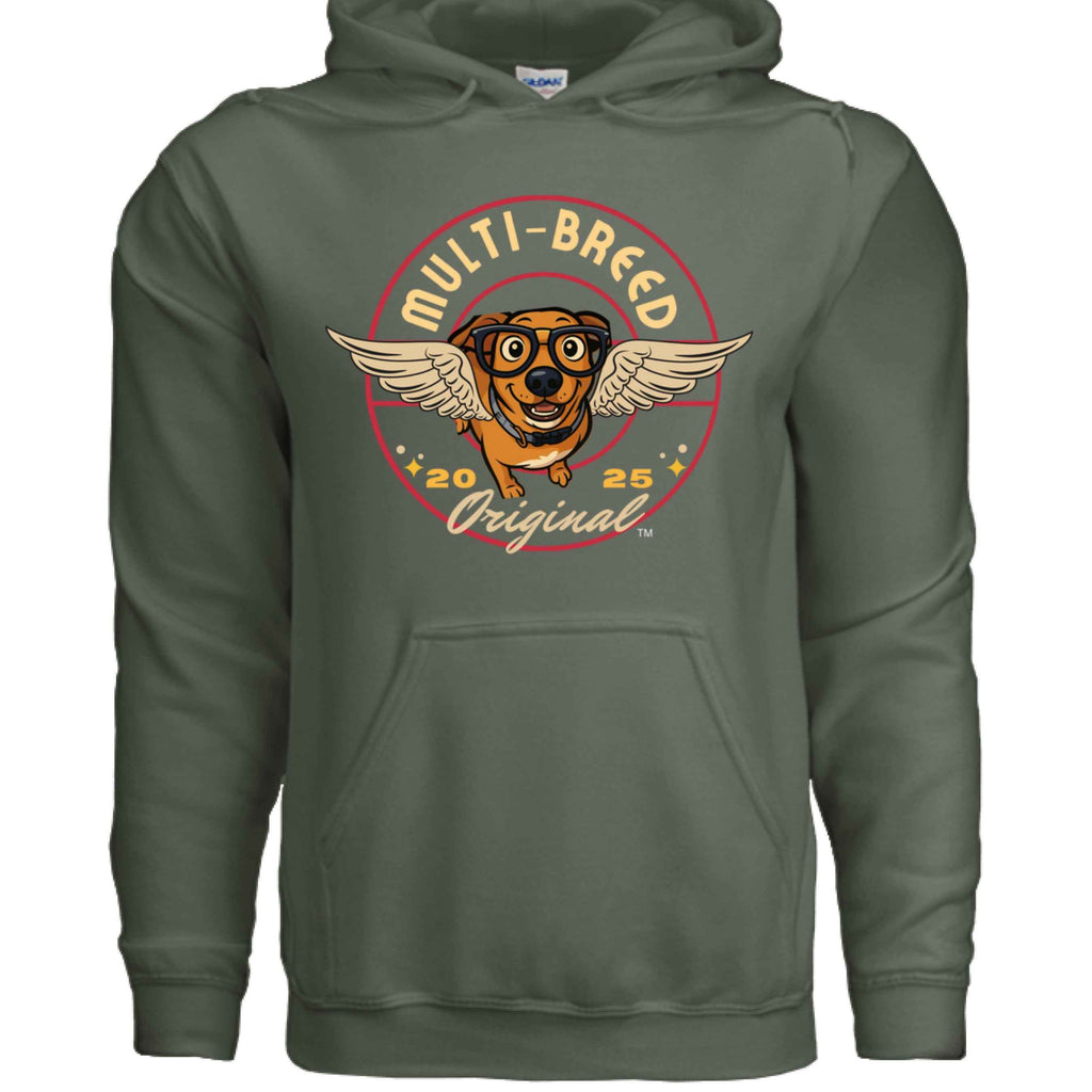 Mens Angel Dog Hoodie - Colorful Graphic Design for Dog Lovers with Angel Logo