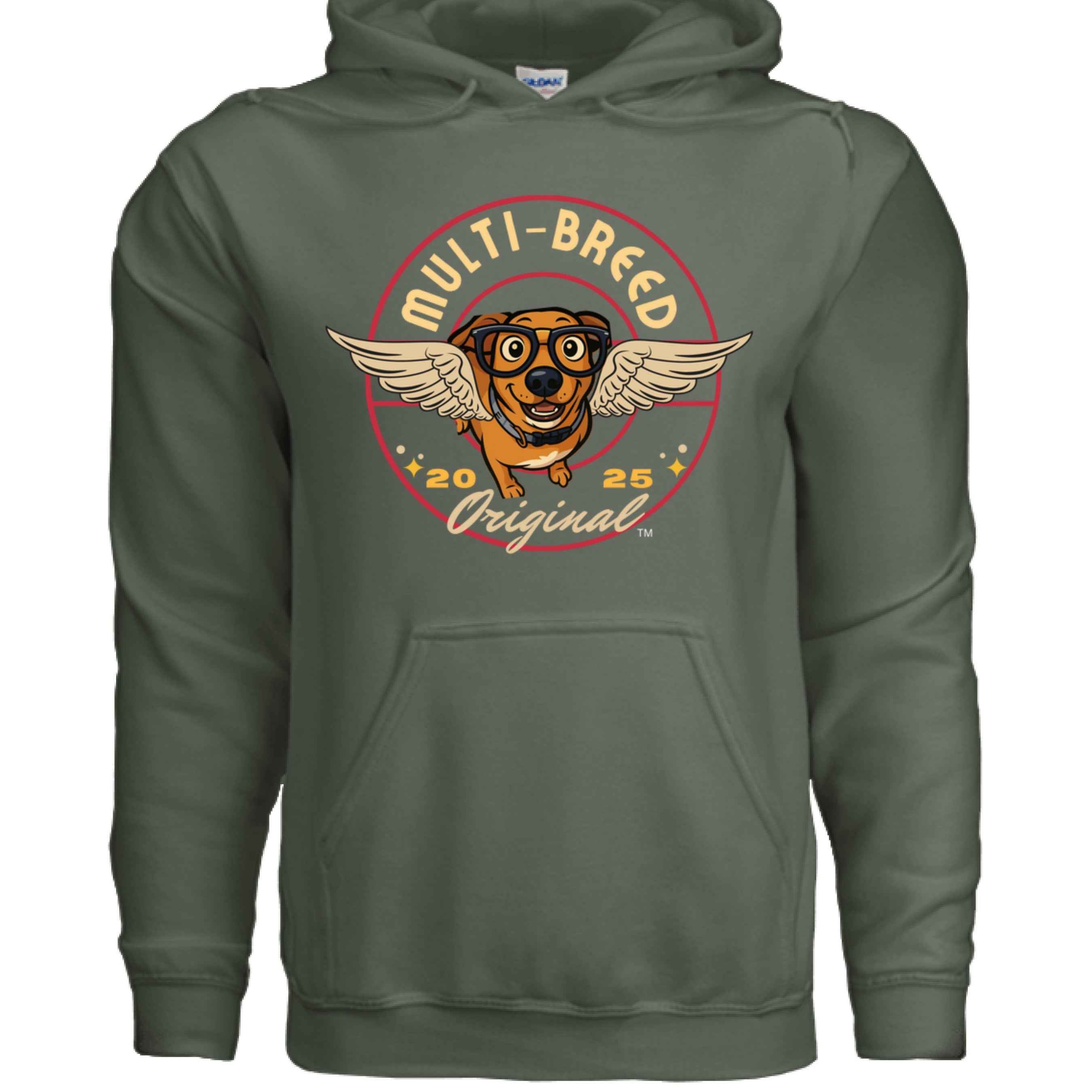 Mens Angel Dog Hoodie - Colorful Graphic Design for Dog Lovers with Angel Logo