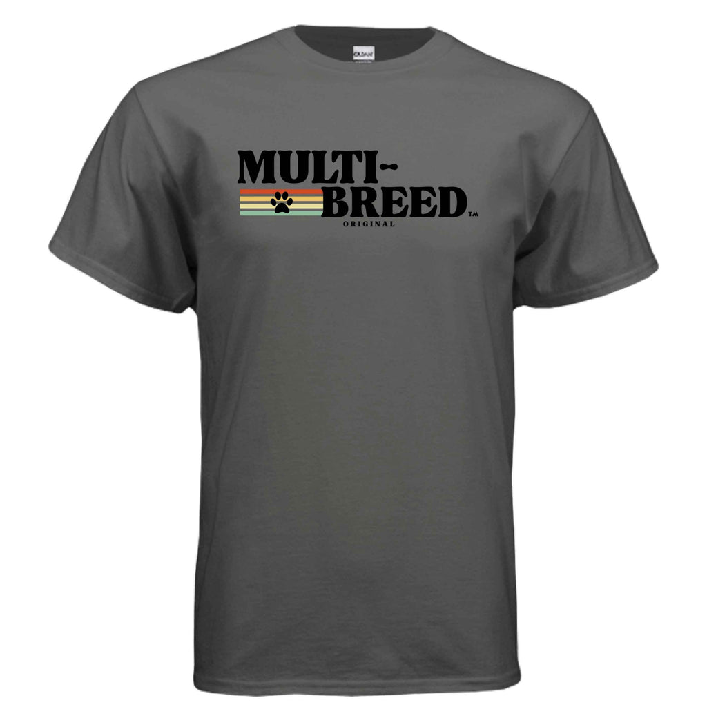 Men's Black Label Retro Graphic Tee - Colorful Dog Logo Design Shirt