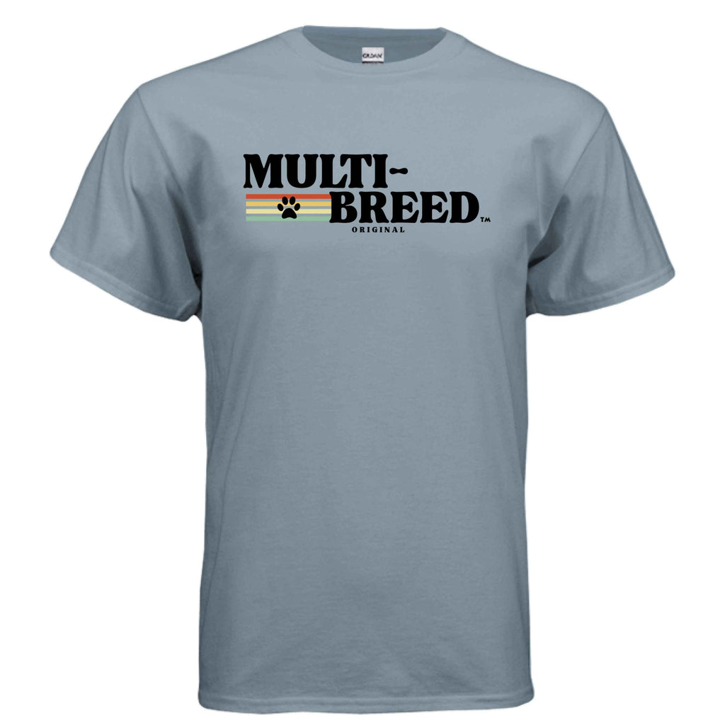 Men's Black Label Retro Graphic Tee - Colorful Dog Logo Design Shirt