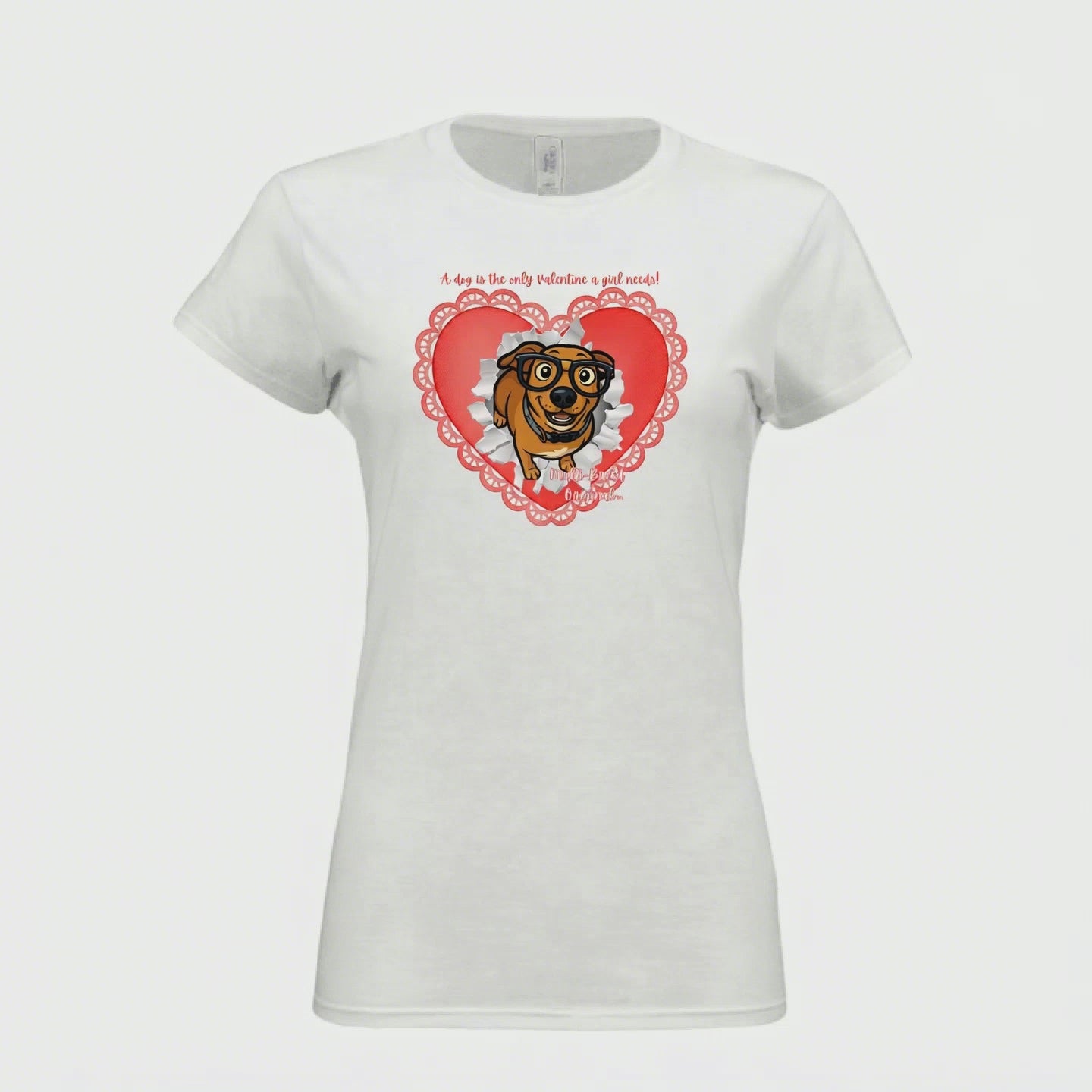 Women's Dog Lover Graphic Tee - Furever Valentine Heart Design Shirt